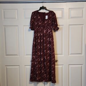 Chic Burgundy Floral Maxi Dress